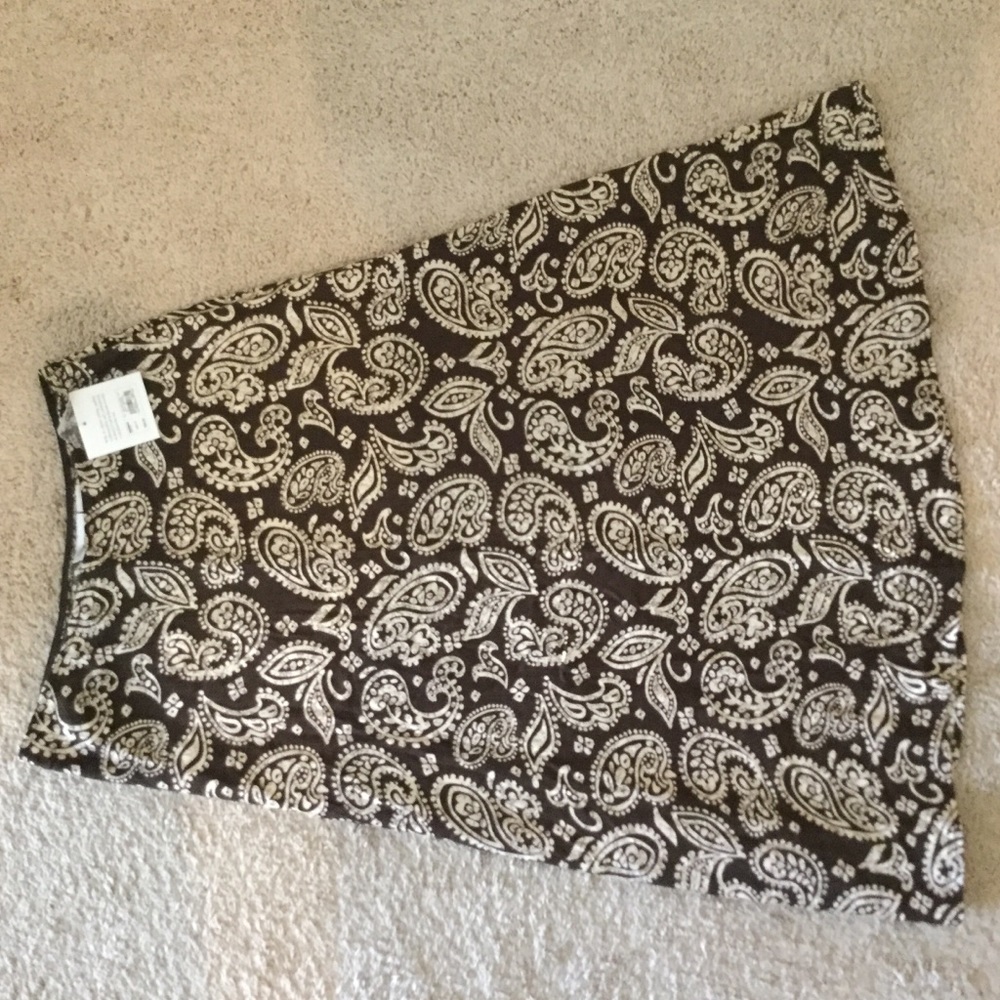 PAISLEY WESTERN FLAIR SKIRT BROWN/CREAM SIDE ZIP